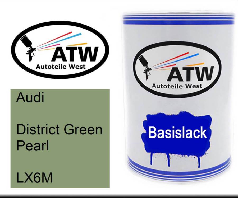 Audi, District Green Pearl, LX6M: 500ml Lackdose, von ATW Autoteile West.